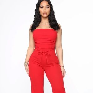 Red jumpsuit